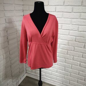 Talbots Ladies Size Large Salmon 3/4 Length Sleeves Top